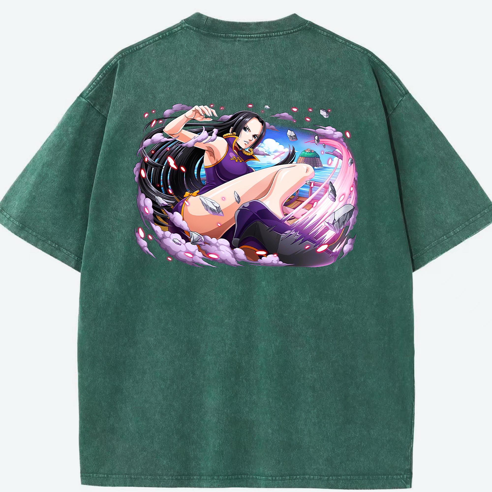 ワンピース ボア・ハンコック ONE PIECE Boa·Hancock 綿100% ヴィンテージ風 半袖Tシャツ（背面プリント）